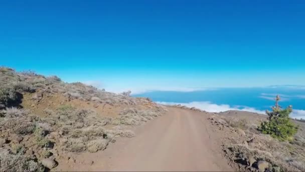 Road pensen, weg naast de zee met blauwe hemel in heldere dag - Video