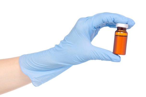 The medical ampoule in hand medical gloves - Фото, изображение