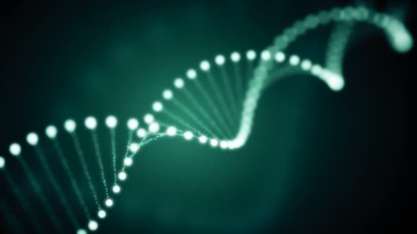 Animación sin fisuras de la molécula de ADN giratorio brillante sobre fondo verde
 - Metraje, vídeo