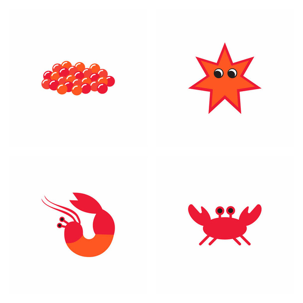 Sea life and underwater seabed animals collection - Vector, afbeelding