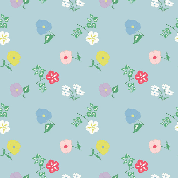 Pattern - field spring - summer delicate flowers on a light background - vector art illustration. - Διάνυσμα, εικόνα