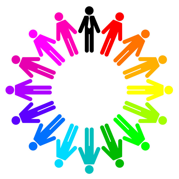 Vectorillustratie van kleurrijke volkeren (werknemers en manager) - Vector, afbeelding