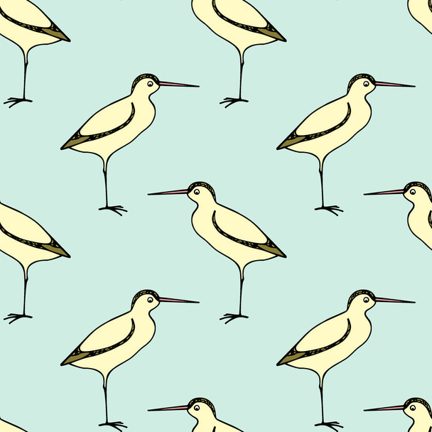 Hand drawn shorebird pattern - ベクター画像