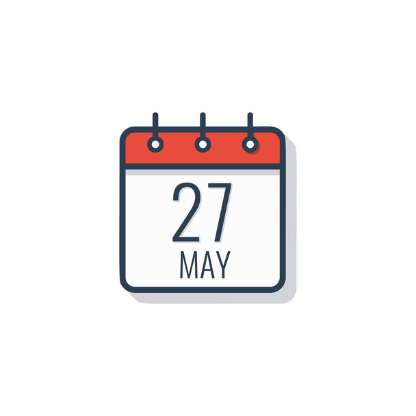 Ícone do dia do calendário isolado no fundo branco. 27 de Maio
. - Vetor, Imagem