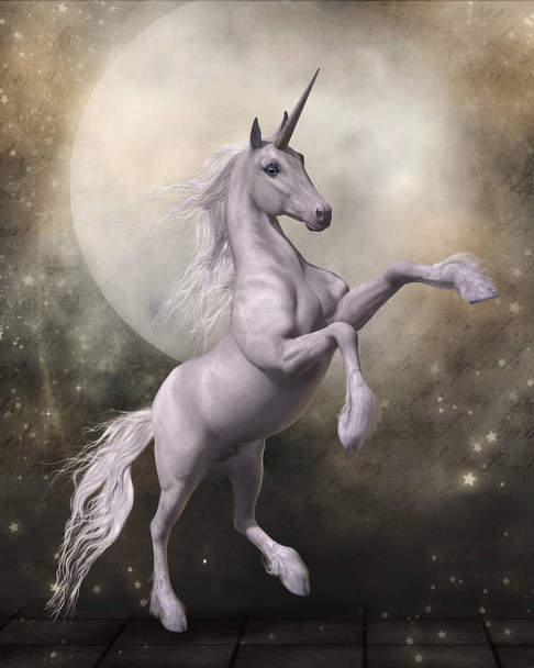 Sihirli Unicorn peri masalı Moon ile - Fotoğraf, Görsel