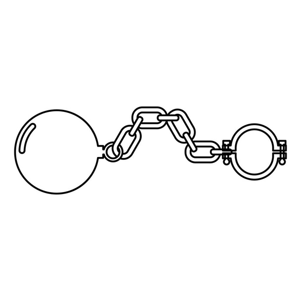 Shackles with ball icon black color illustration flat style simple image - Vector, Image