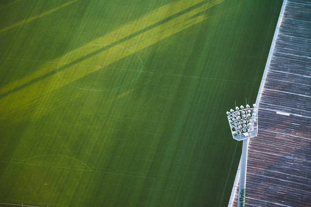 Soccer Field of a football stadium with spotlights - Φωτογραφία, εικόνα