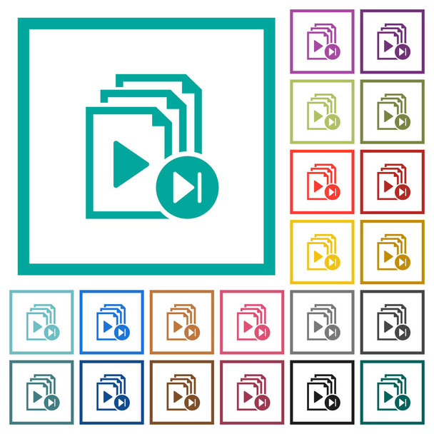 Přejít na další seznamu stop položky plochý barevný ikony s kvadrant rámy - Vektor, obrázek