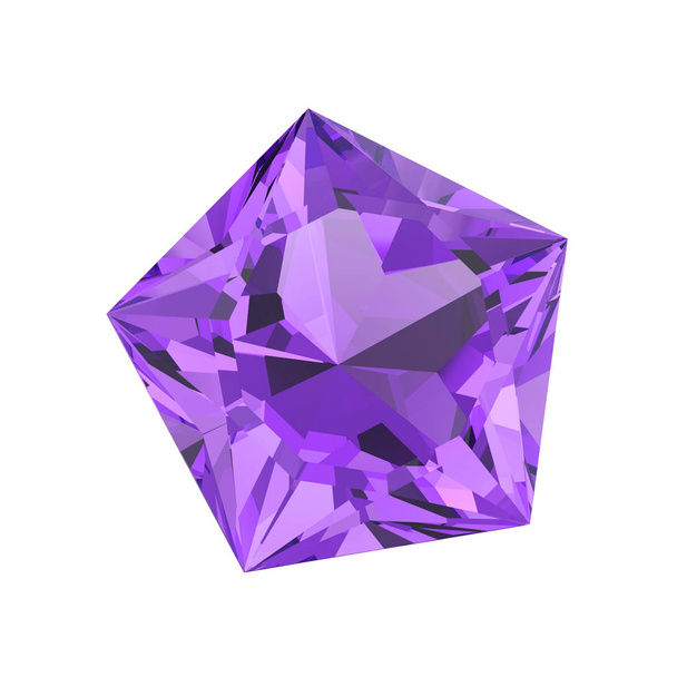 3D ilustrace izolované fialové Pentagonu diamantový kámen  - Fotografie, Obrázek