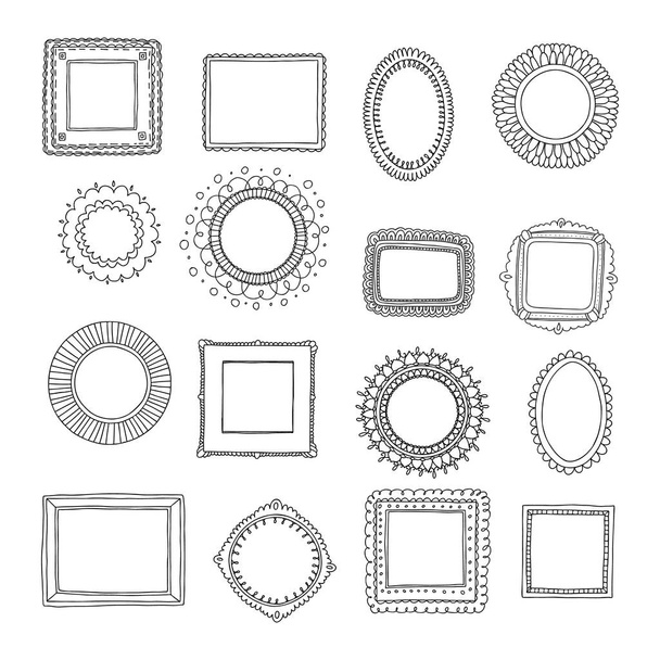 Beautiful template hand drawn frames. - Vector, Image