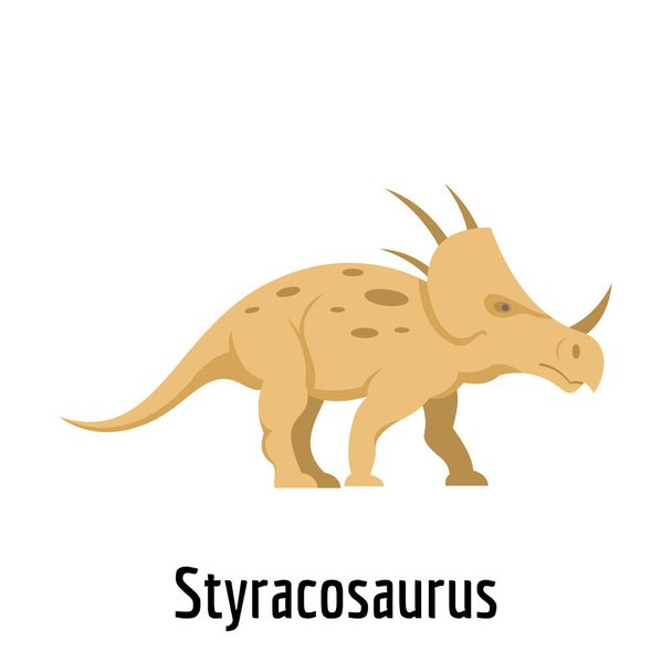Styracosaurus icon, flat style. - Vector, Imagen