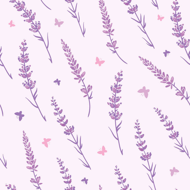 Lavender field repeat pattern background - Vektör, Görsel