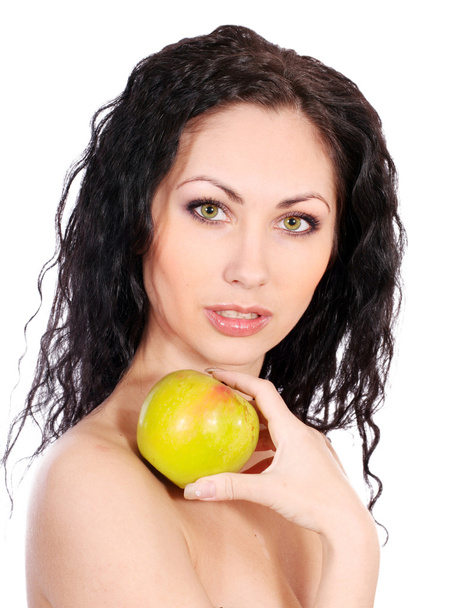 Beautiful woman with apple - Fotoğraf, Görsel