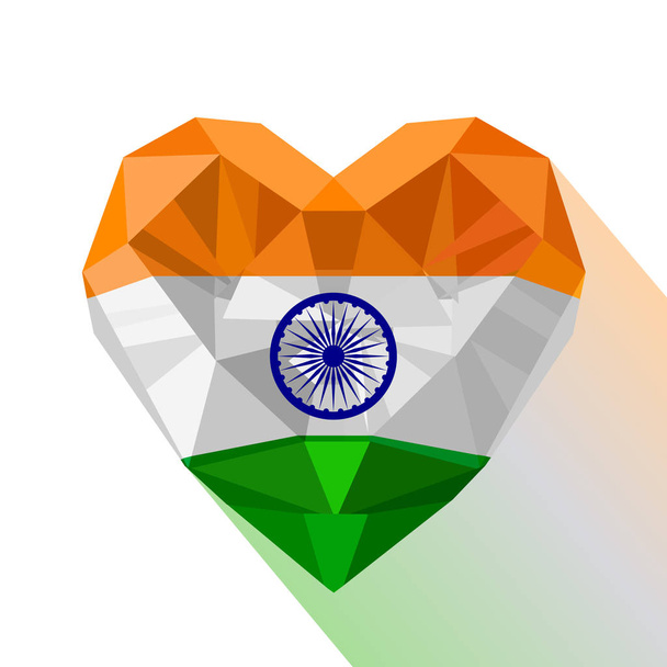 Kristallherz die Fahne der Republik Indien. - Vektor, Bild