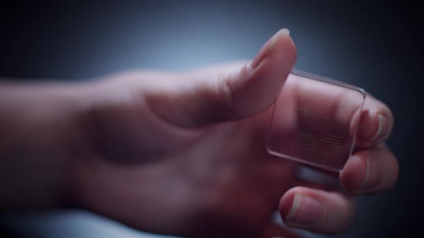 4k Tulevaisuuden läpinäkyvä älykäs laite, koodi animaatio Nano Puhelin
 - Materiaali, video