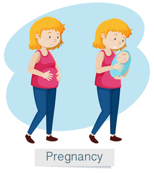 Těhotenství žena a dítě na bílém pozadí - Vektor, obrázek