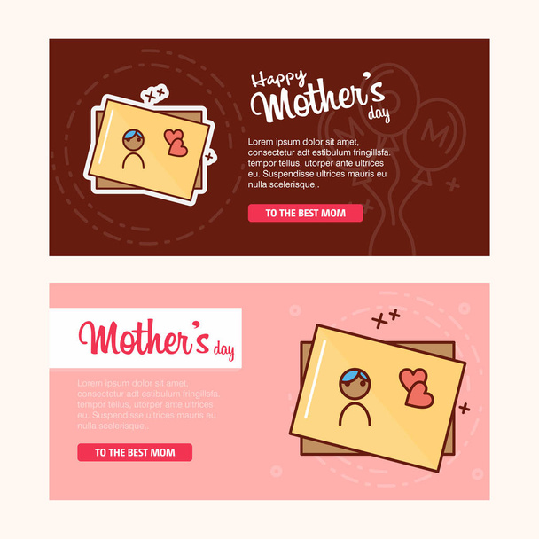 Happy mothers day decorative greeting cards with lettering, vector, illustration - Vektor, kép