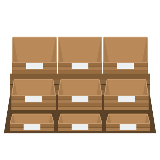 Vector Empty grocery boxes at store or supermarket. - Vector, Image