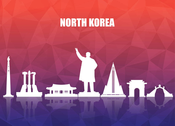 North Korea Landmark Global Travel And Journey paper background. - ベクター画像