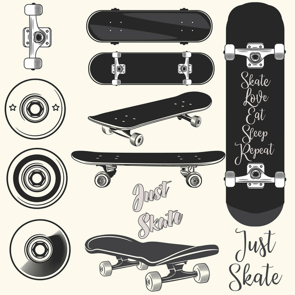Collection of vector skateboards and quotes - Vector, Image