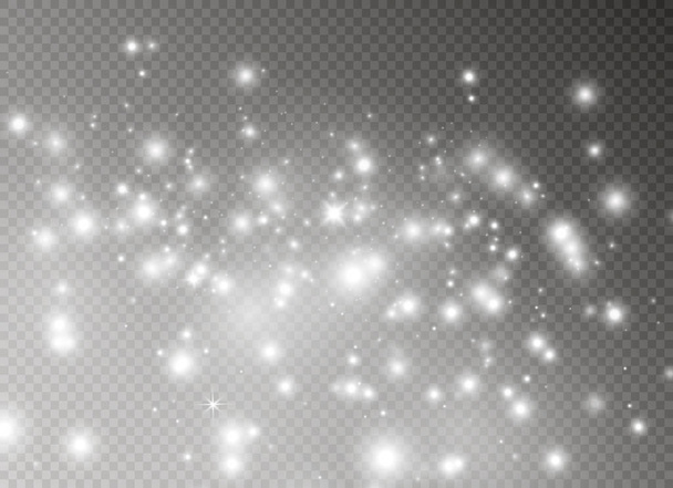 Білі іскри та золоті зірки блищать особливим світловим ефектом. Вектор блищить на прозорому фоні. Різдвяна абстракція
 - Вектор, зображення