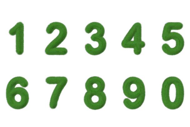 green grass numbers illustration isolated on white background - Φωτογραφία, εικόνα