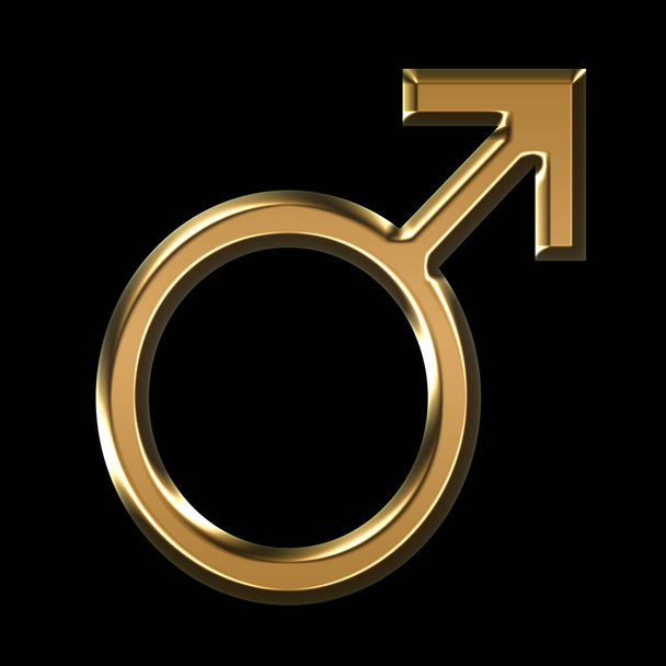 dourado símbolo masculino ilustração no fundo preto
 - Foto, Imagem