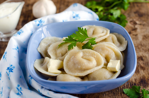 The dumplings in a blue bowl - Photo, Image