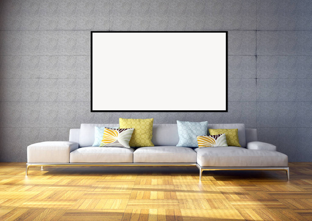 Moderní světlé interiéry bytu s rámeček a maketa 3d vykreslování - Fotografie, Obrázek
