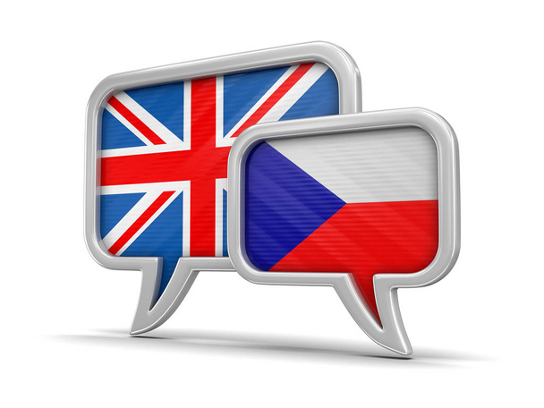 Speech bubbles with flags. Image with clipping path - Fotó, kép