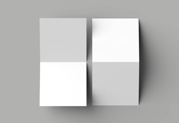 Bi fold square brochure or invitation mock up isolated on gray b - Photo, Image