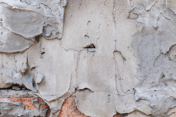 oude p bakstenen muur met ruwe pleisterwerk - Foto, afbeelding