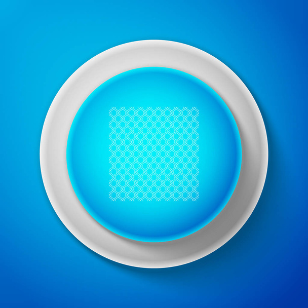 Bílá řetězu plot ikona izolované na modrém pozadí. Kovové pletivo. Kruh modré tlačítko s bílou linkou. Vektorové ilustrace - Vektor, obrázek