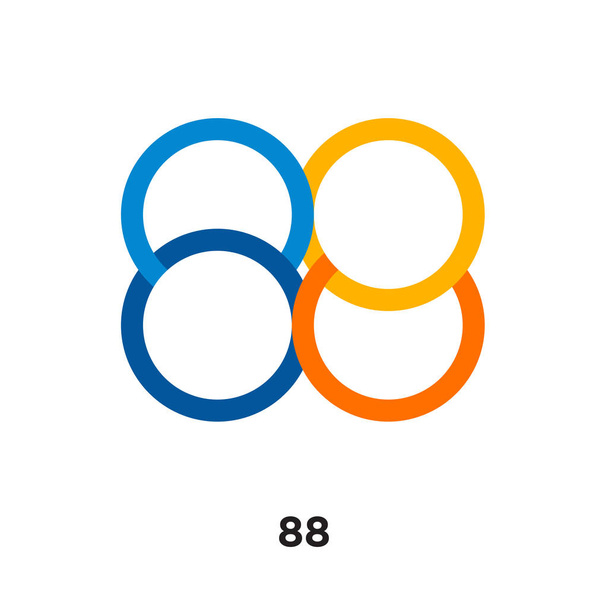 88 ロゴ ホワイト バック グラウンド、カラフルなベクトルのアイコン、ブラに分離 - ベクター画像