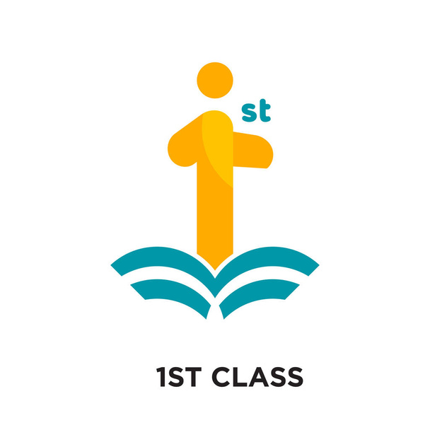 eerste klas logo geïsoleerd op een witte achtergrond, kleurrijke vector  - Vector, afbeelding