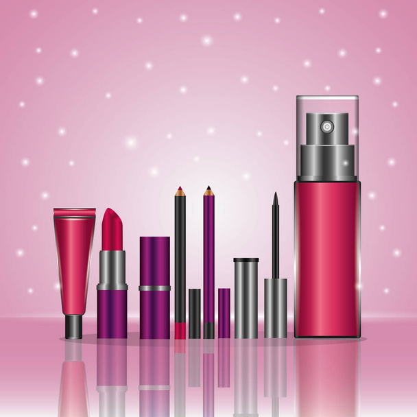 cosmetics makeup related - Διάνυσμα, εικόνα