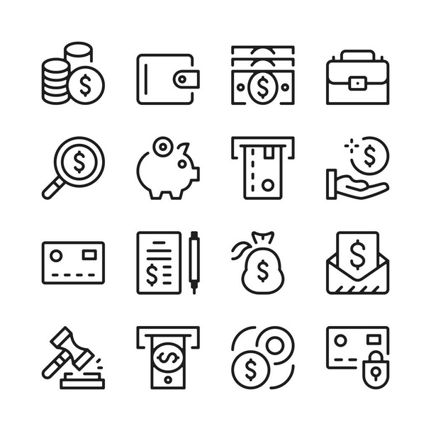 Money line icons set. Modern graphic design concepts, simple outline elements collection. Vector line icons - Вектор, зображення