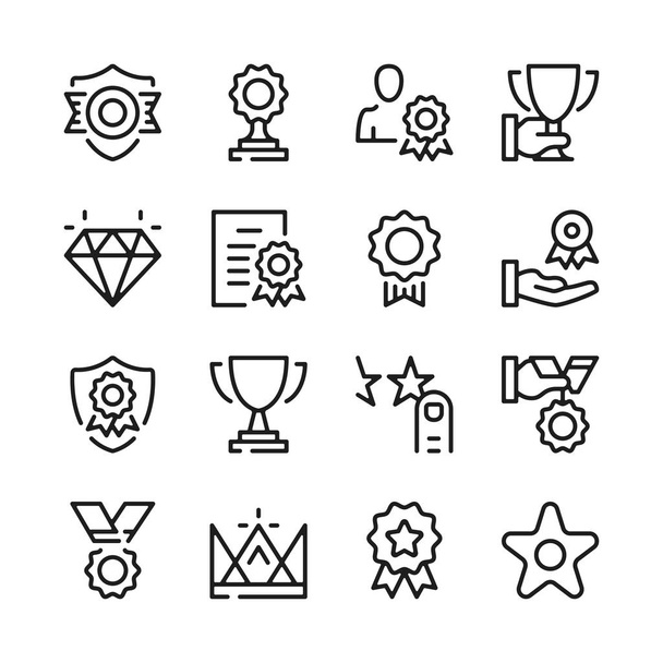 Premi e trofei linea icone set. Concetti di grafica moderna, semplice collezione di elementi di contorno. Icone della linea vettoriale
 - Vettoriali, immagini
