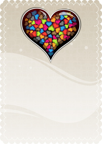 Colorful Valentine heart on a beige background. Valentines day c - Vector, Image