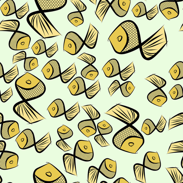 Seamless hand drawn fish illustrations background, good for grap - Vector, afbeelding