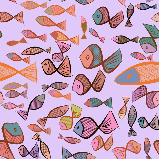 Seamless abstract fish illustrations background. Shape, effect,  - Vector, Image
