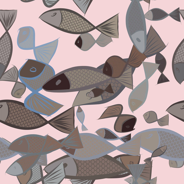Fondo de ilustraciones de peces abstractos sin costura. Lienzo, naturaleza
, - Vector, imagen