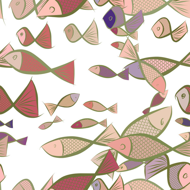Бесшовные иллюстрации рыб. Текстура, узор, кантиль и набор
. - Вектор,изображение