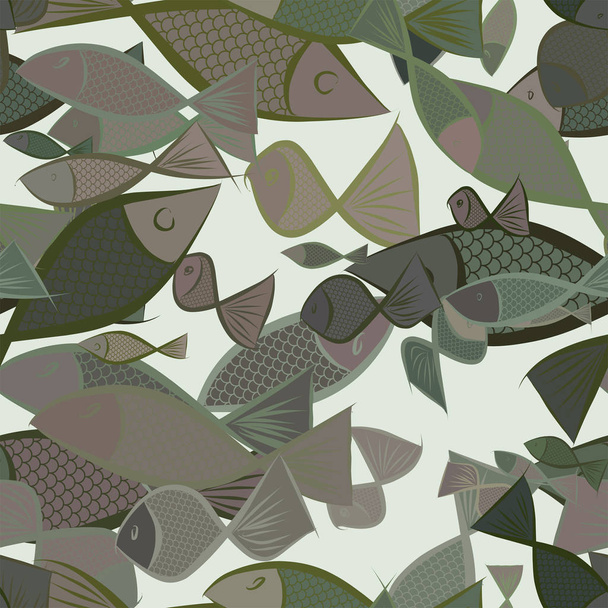 Бесшовные рыбные иллюстрации фон абстрактный, нарисованный вручную. Det
 - Вектор,изображение
