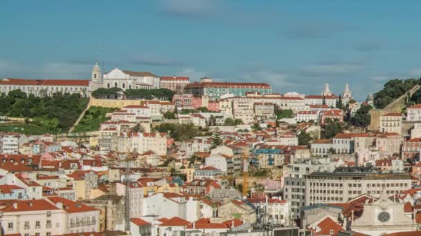 Lizbona, Portugalia skyline w kierunku zamku Sao Jorge - Materiał filmowy, wideo