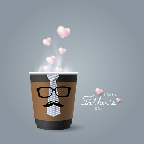 Projeto do conceito do dia do pai de xícara de café quente e gravata com ilustração vetor de fumaça
 - Vetor, Imagem