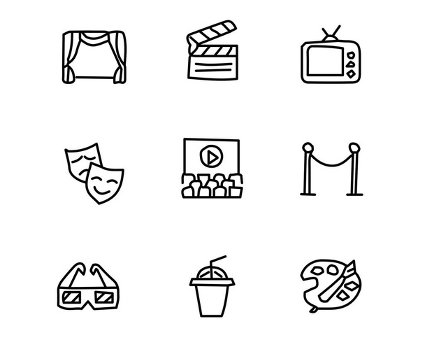 entertainment hand drawn icon set design illustration, hand drawn style design, designed web and app - Vector, Image