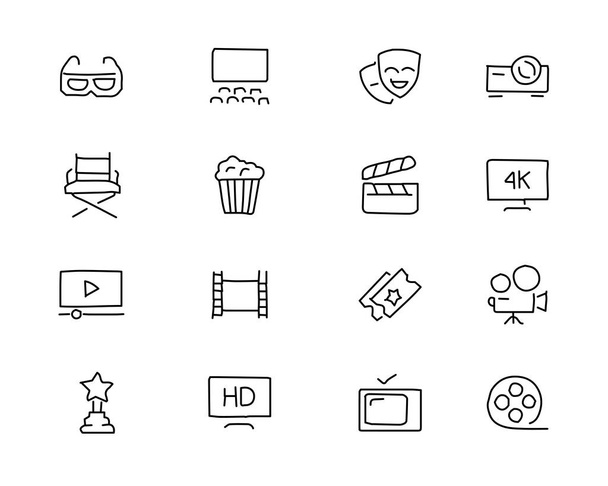 ilustración de diseño de icono dibujado a mano de película, icono de estilo de línea, diseñado para aplicación y web
 - Vector, Imagen