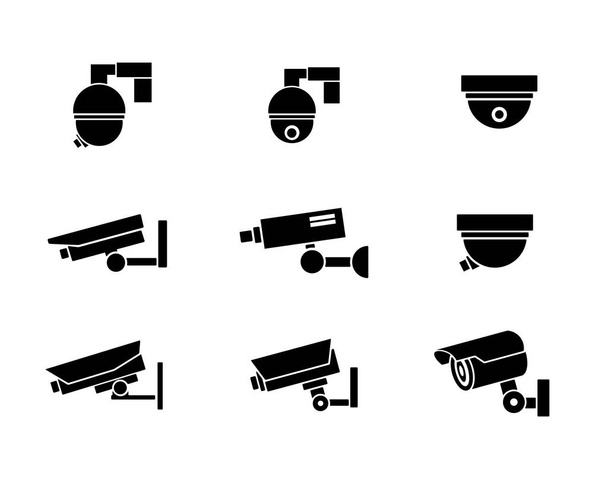 bezpečnostní kamera design ikony ilustrace, silueta design styl, určený pro tisk a web - Vektor, obrázek