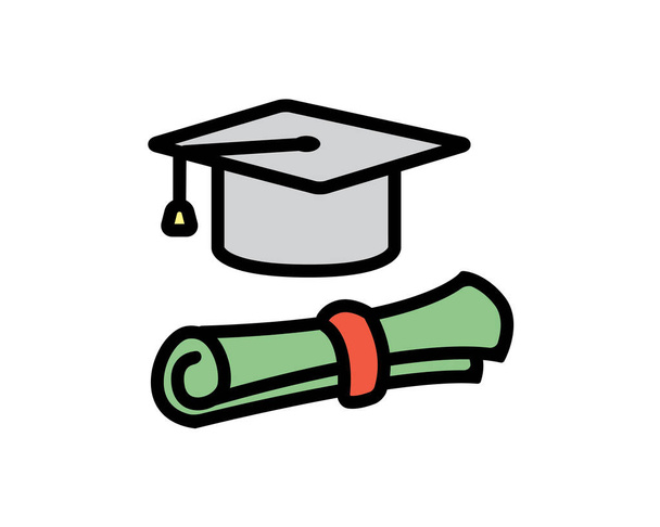 Ilustração de ícone de design de graduação, estilo de design de desenhos animados, projetado para impressão e web
 - Vetor, Imagem